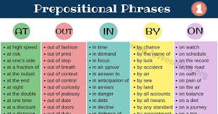 Preposition followed by the noun phrase. Prepositional Phrase A Big List Of 160 Prepositional Phrases Love English