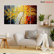 yellow tree painting on canvas wall