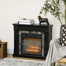 Homcom Electric Fireplace Mantel Wood Surround Freestanding Fireplace Heater With Realistic Flame Adjustable Temperature Timer Overheating