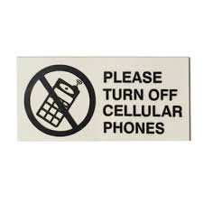 Please Turn Off Cell Phone Sign 3x6 Plastic Black Raised Copy