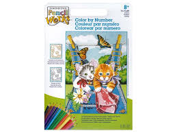 Paint Works Pencil Color By Number Kit Pencil 9 In X 12 In Kittens 1