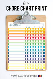 Free Printable Chore Chart For Kids And Chores By Age Chart