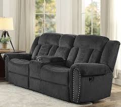Homelegance Nutmeg Charcoal Gray Double Reclining Loveseat With Center Console