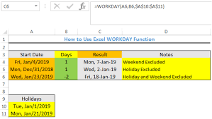 excel workday function
