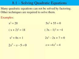 Ppt 8 1 Solving Quadratic Equations