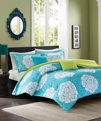 Lime Green Teal Damask Comforter Set
