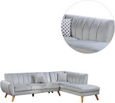 2pcs light grey velvet sectional sofa