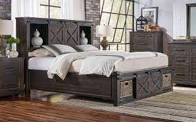 Rustic casual contemporary 6 piece king bedroom set. Buy A America Sun Valley King Storage Bedroom Set 6 Pcs In Black Charcoal Wood Online