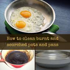 clean burnt pots pans using vinegar