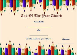 End Of The Year Student Award Template Certificate