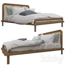 norah rattan queen bed oak bed 3d