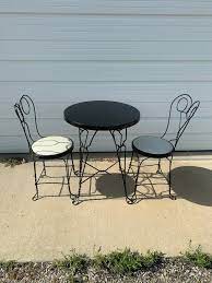 3pc Antique Table Chairs Ice Cream