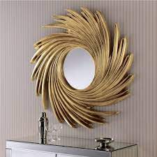 Contemporary Wall Mirror Gold Swirl