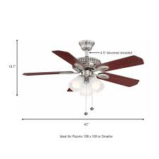Hampton Bay Glendale 42 In Led Indoor Brushed Nickel Ceiling Fan With Light Kit