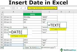 insert date in excel top 7 exles