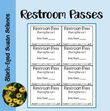Restroom Passes Printable Worksheets Teachers Pay Teachers