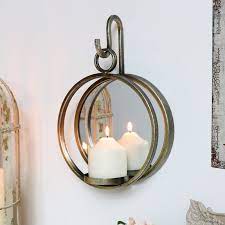 Antiqued Gold Mirror With Candle Sconce