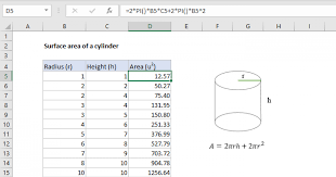 A Cylinder Excel Formula