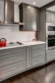 75 dark wood floor kitchen with gray