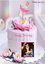 happy birthday cake with photo and name