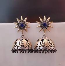 mix dual tone jhumka earrings oxidised