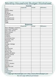 Monthly Household Budget Worksheet Printable Free Worksheet Angie