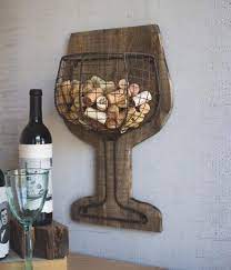 Wood And Wire Wall Wine Cork Holder