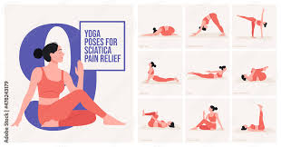 stockvector yoga poses for sciatica