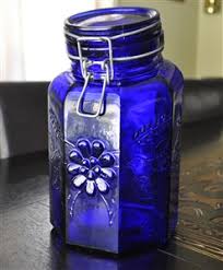 italian cobalt blue glass container