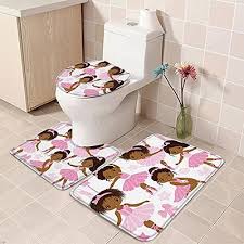 Girl Bathroom Rug Set 3 Piece Toilet