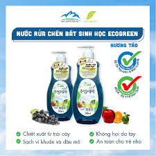 Nước rửa chén bát, rửa rau củ Sinh Học Eco Green Hàn Quốc - 500ml, hương  cam, táo, nho - dùng được cho máy rửa bát - Nước rửa chén