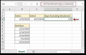 excel formula count days between two