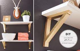 Diy Shelves With Gold Brackets