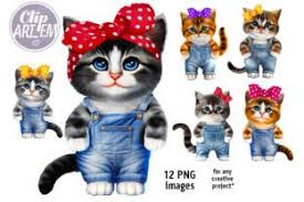 cute cats denim dungarees clip art png
