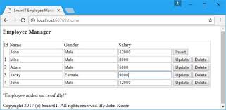 asp net core and jquery crud using web api