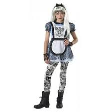 Details About Dark Alice In Wonderland Costume Kids Tween Halloween Fancy Dress