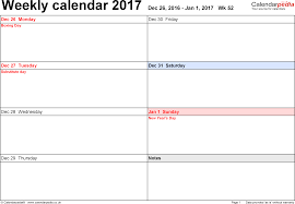 Weekly Calendar 2017 Uk Free Printable Templates For Word