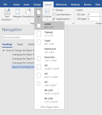 paper size in microsoft word