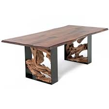 Slab Wood Table Metal Legs Cose