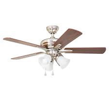 harbor breeze 42 in brushed nickel led indoor ceiling fan with light 5 blade