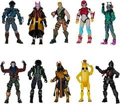 The four figures are based on different costumes from the game: Amazon Com Fortnite The Chapter 1 Collection Ten 4 Action Figures Featuring Recruit Jonesy Black Knight Rust Lord The Visitor Drift Dj Yonder Ice King Gold Peely Rox Eternal Voyager Toys Games