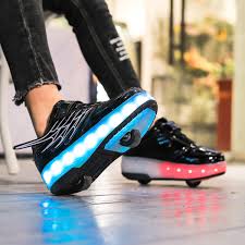 Light Up Shoes Boys Girls Kids Roller Skates Sneakers Usb Charge Led Wheeled Skate Anrbo Com