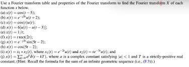 solved use a fourier transform table