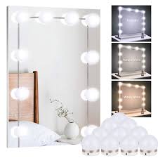 Eeekit Vanity Lights For Mirror 10 Bulb Diy Hollywood Lighted Makeup Vanity Mirror With Dimmable Lights Stick On Led Mirror Light Kit For Vanity Set Plug In Makeup Light For Bathroom Wall Mirror