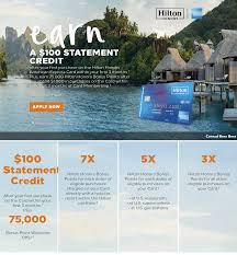 Earn 100,000 bonus points after you spend $1,000 in purchases on the hilton honors american express card in the first 3 months of card membership. American Express Hilton Honors Card No Annual Fee Card 100 000 Point Offer Or 75 000 Points 100 Statement Credit Highest Ever Doctor Of Credit