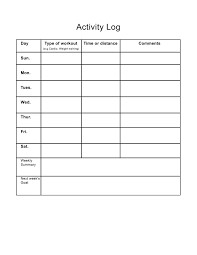 Printable Exercise Activity Log Sheet
