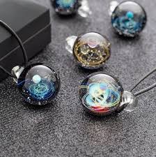 ufo gift galaxy pendant necklace