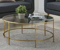 Round Coffee Table Gold With Smoked