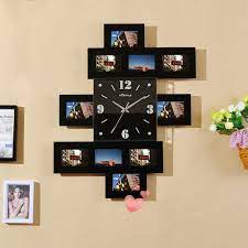 Photo Frame Wall Clock Black