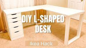 l shaped desk using ikea alex drawer